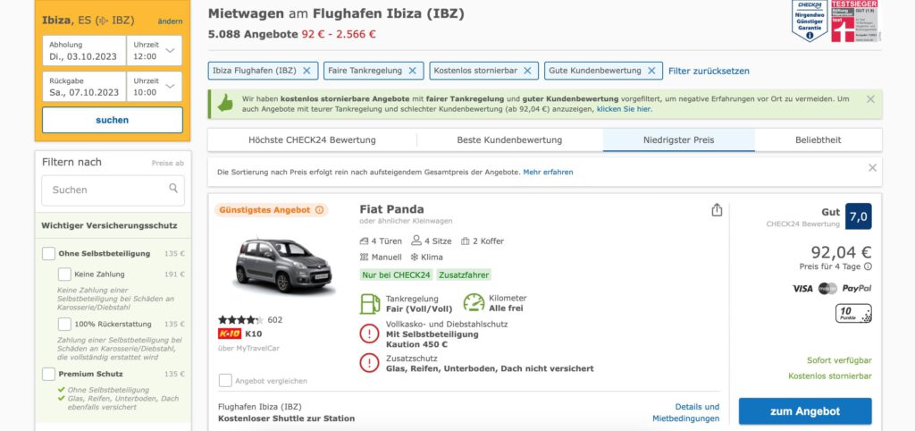 Mietwagen IBIZA